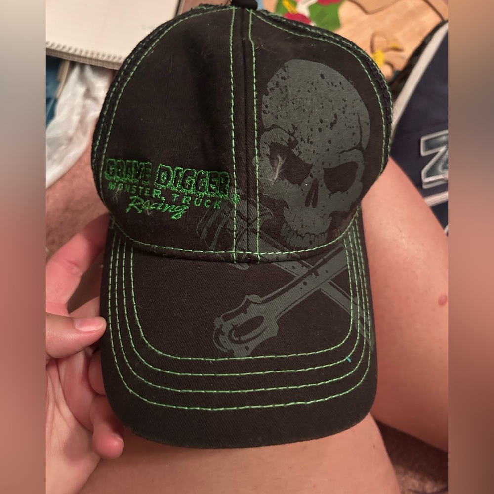 Grave Digger, Monster Jam black and green billed adult hat